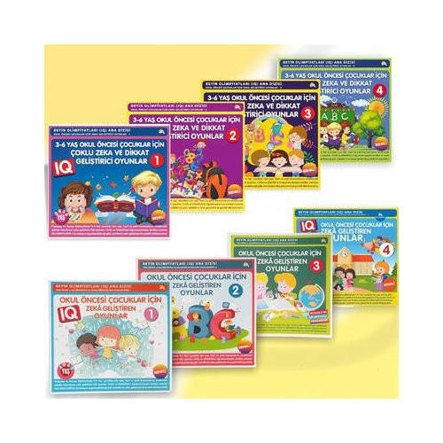 4-7 Yaş Okul Öncesi Çocuklar İçin Zeka Geliştiren Oyunlar - 8 Kitap Takım  Kolektif