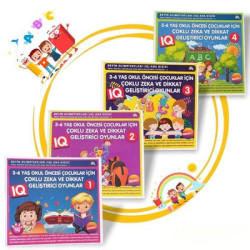 3-6 Yaş Okul Öncesi Çocuklar için Zeka ve Dikkat Geliştren Oyunlar Seti-4 Kitap Takım Bahar Çelik