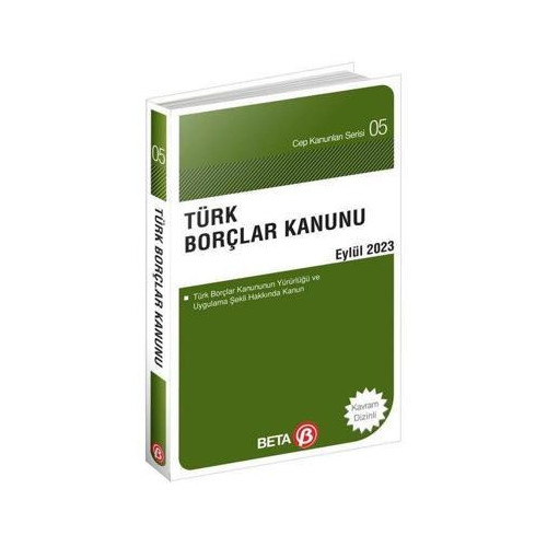 Türk Borçlar Kanunu Cep Serisi Eylül 2023 Kolektif